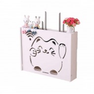 Raft suport Router Wireless, TarTek, din material compozit vopsit alb pentru mascare fire si echipament WIFI , 25 x 21 x 10 cm