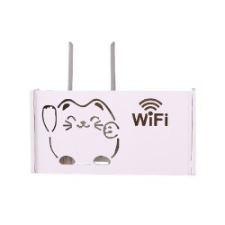 Raft suport Router Wireless, TarTek, din material compozit vopsit alb pentru mascare fire si echipament WIFI , 40 x 21 x 10 cm 