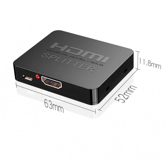 Splitter HDMI TarTek cu 2 porturi, 1 intrare - 2 iesiri, 3D, 4K x 2K, FULL HD, alimentare cablu USB, vizionare 2 monitoare in acelasi timp
