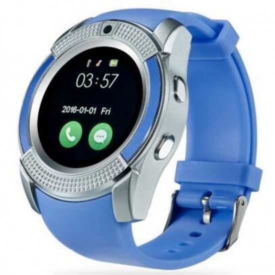 Ceas Smartwatch TarTek™ V8, camera foto, cartela sim, blue