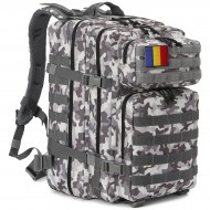 Rucsac tactic militar Armata sac, 45L, Camuflaj de zapada, Steagul Romaniei velcro 
