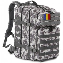 Rucsac tactic militar Armata sac, 45L, Camuflaj de zapada, Steagul Romaniei velcro 