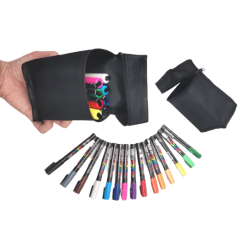 Set 12 Markere Uni Posca PC-1M in penar textil, Extra Fine Tip Pen