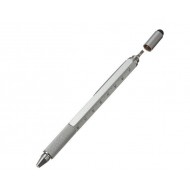 Unealta multifunctionala tip pix 6 in1, argintiu, Rigla, 2 Surubelnite, Touchscreen Pen, Nivela cu Bula, TarTek