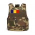 Vesta tactica Airsoft reglabila, camuflaj cu steagul Romaniei, marime S-M, Delta Soft Body Armor TAN 