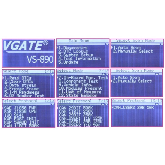 Interfata diagnoza auto VGATE VS890 OBD2 cu monitor
