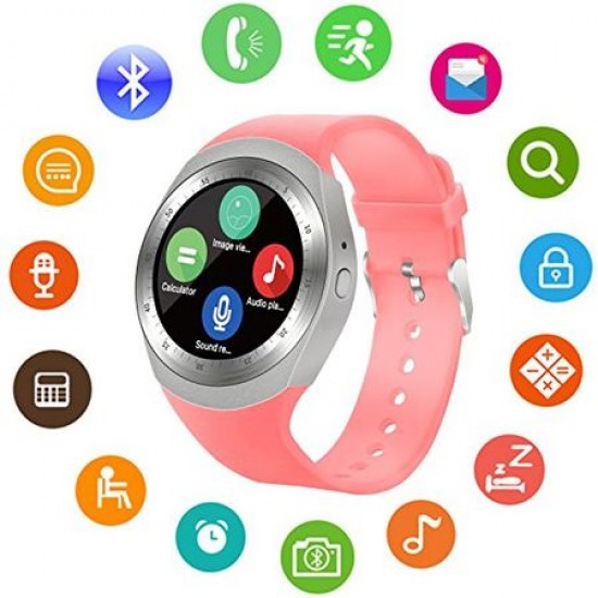 Ceas Smartwatch TarTek™ Y1 Pink, Ecran Touchscreen, Bluetooth, SIM Notificari, Pedometru Ceas Smartwatch TarTek™ Y1 Pink, Ecran Touchscreen, Bluetooth, SIM Notificari, Pedometru
